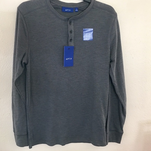 Men’s Apt 9  long Sleeves tee front buttons - Picture 1 of 5